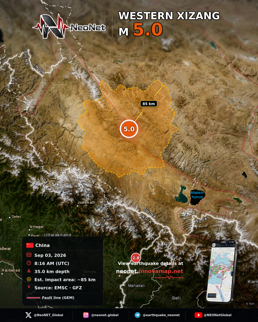 115 km NE of Joshīmath, India