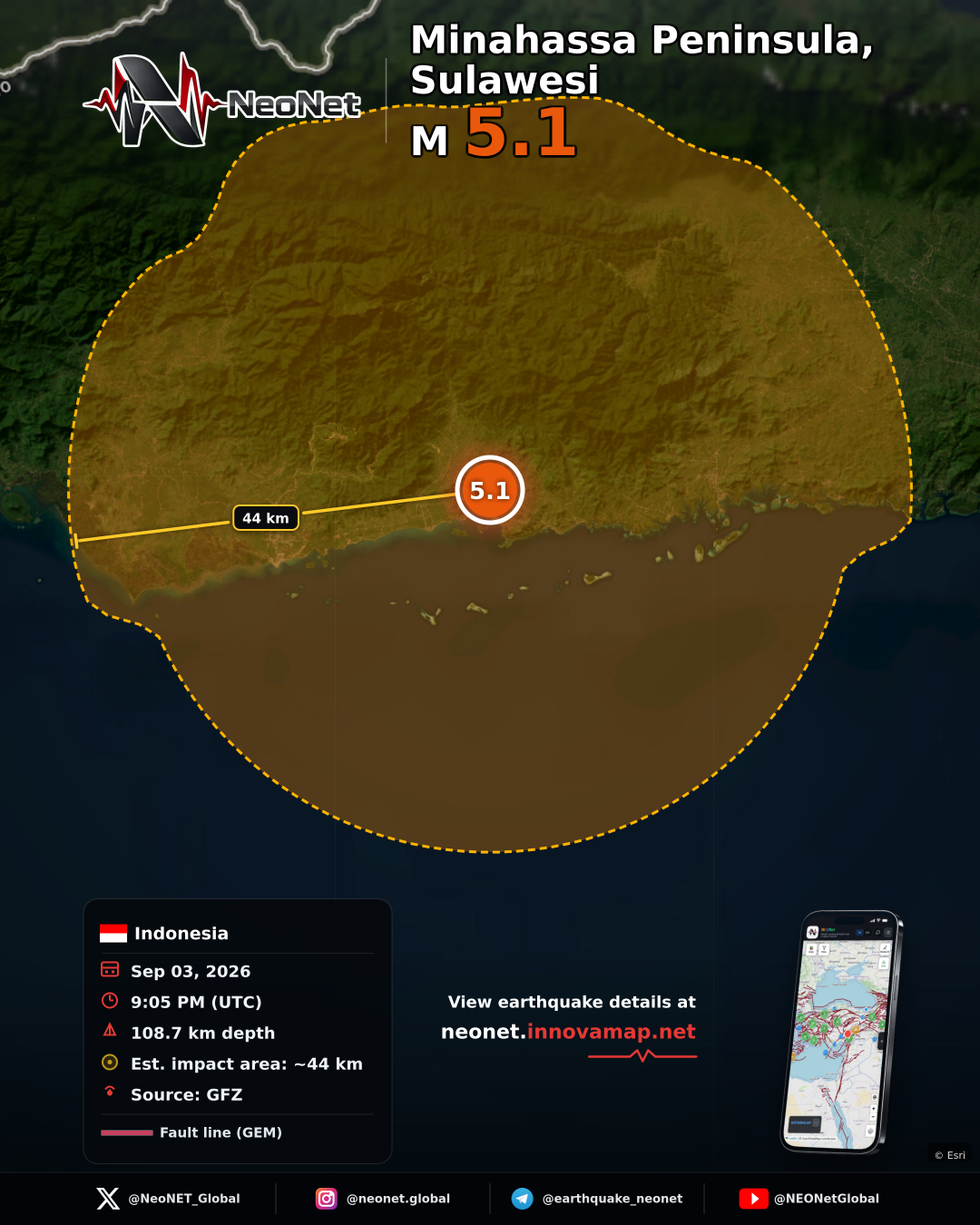 98 km W of Gorontalo, Indonesia