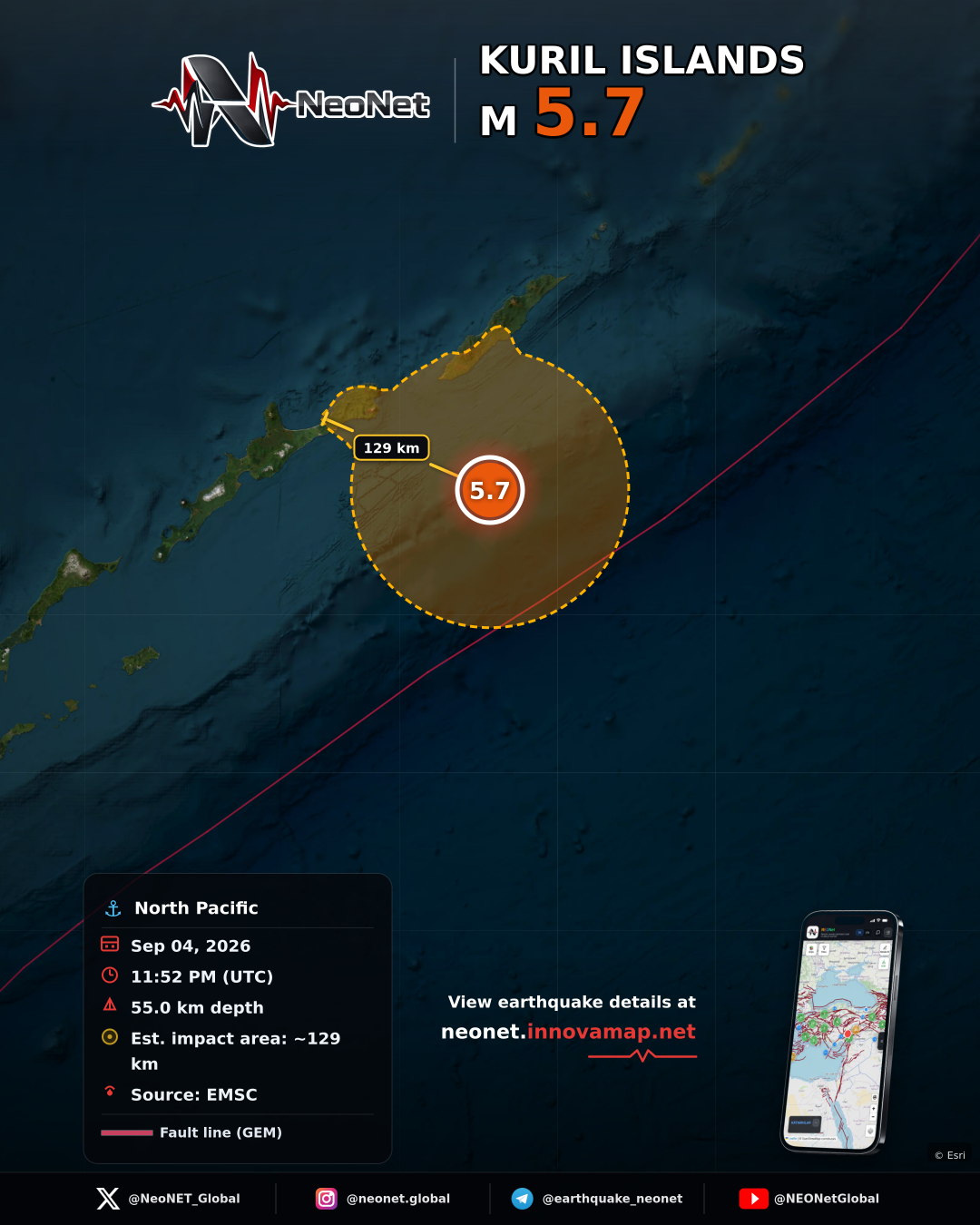 168 km ESE of Kuril’sk, Russia
