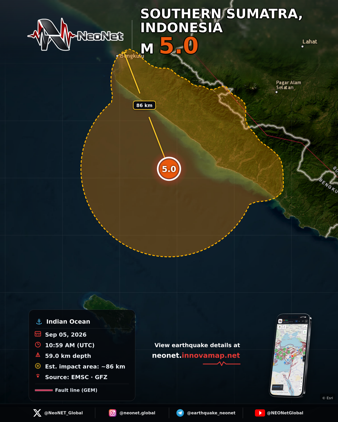 70 km SW of Pagar Alam, Indonesia