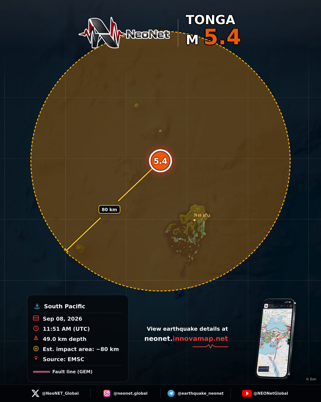 26 km NW of Neiafu, Tonga