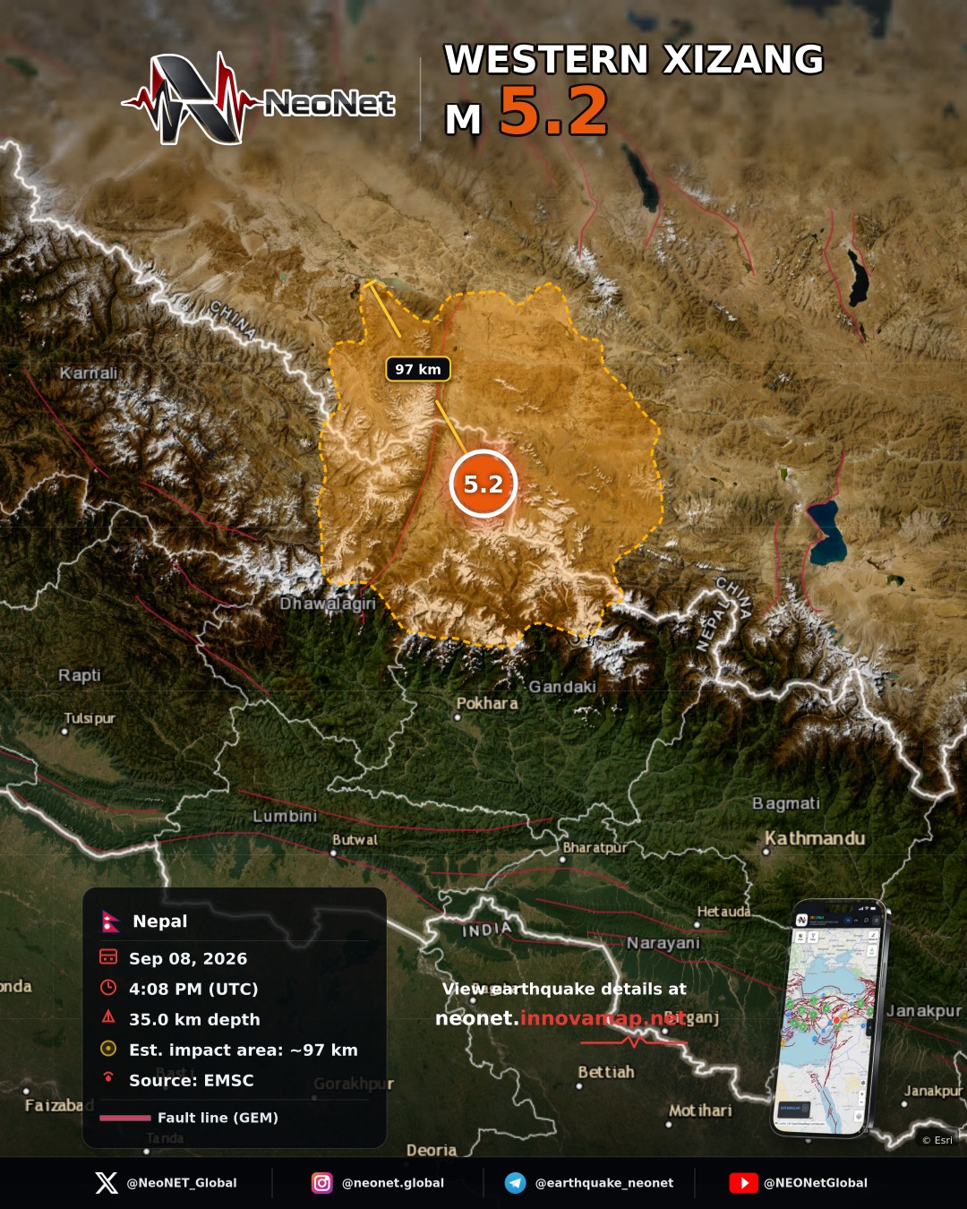 97 km NNE of Chitre, Nepal