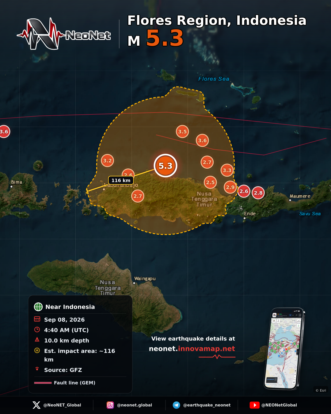 51 km NNE of Ruteng, Indonesia