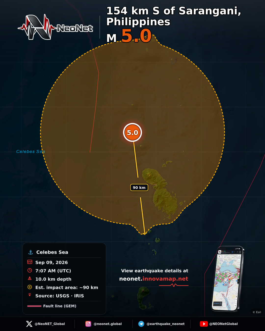 154 km S of Sarangani, Philippines