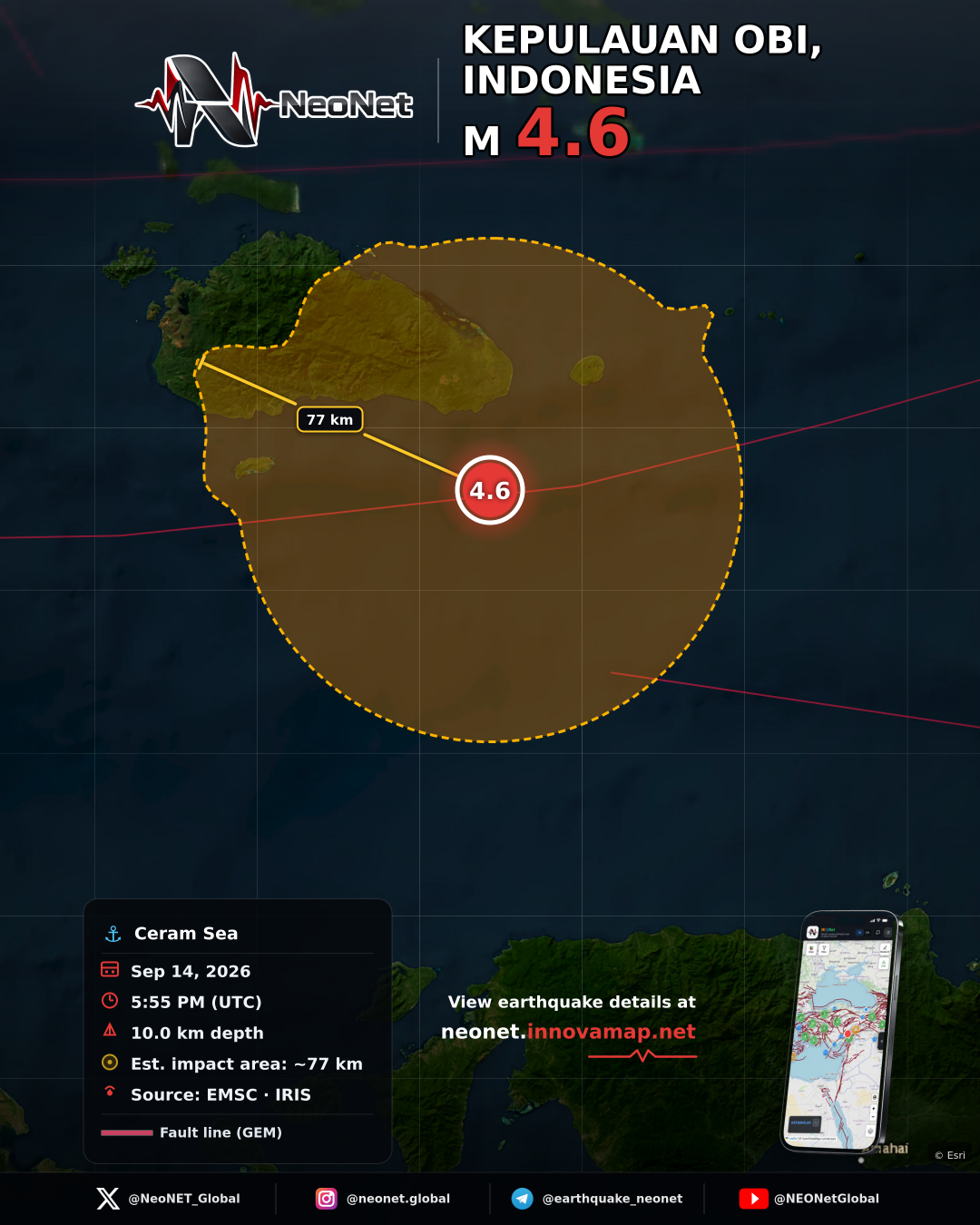 157 km SSE of Labuha, Indonesia