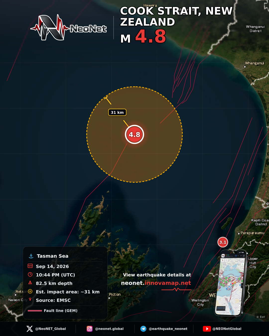 66 km SSW of Patea, New Zealand