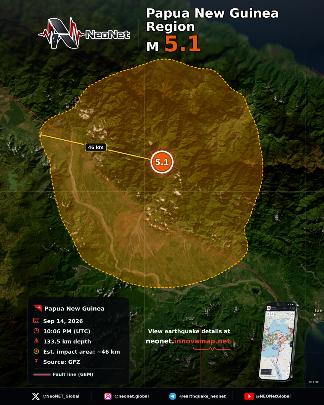 66 km E of Kainantu, Papua New Guinea
