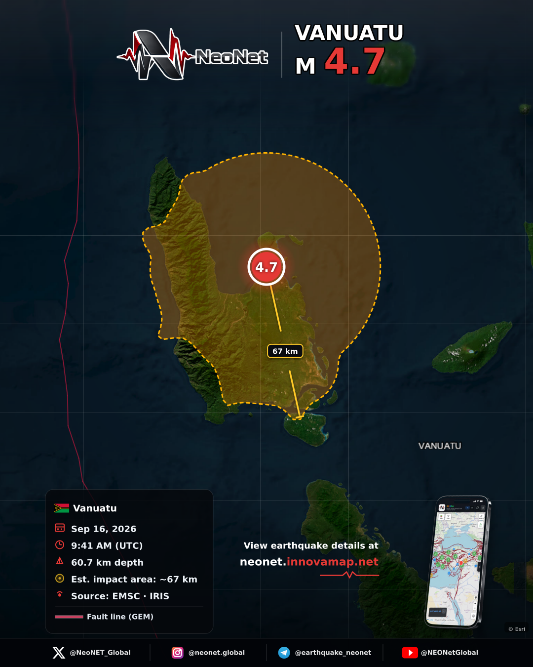 6 km WSW of Port-Olry, Vanuatu