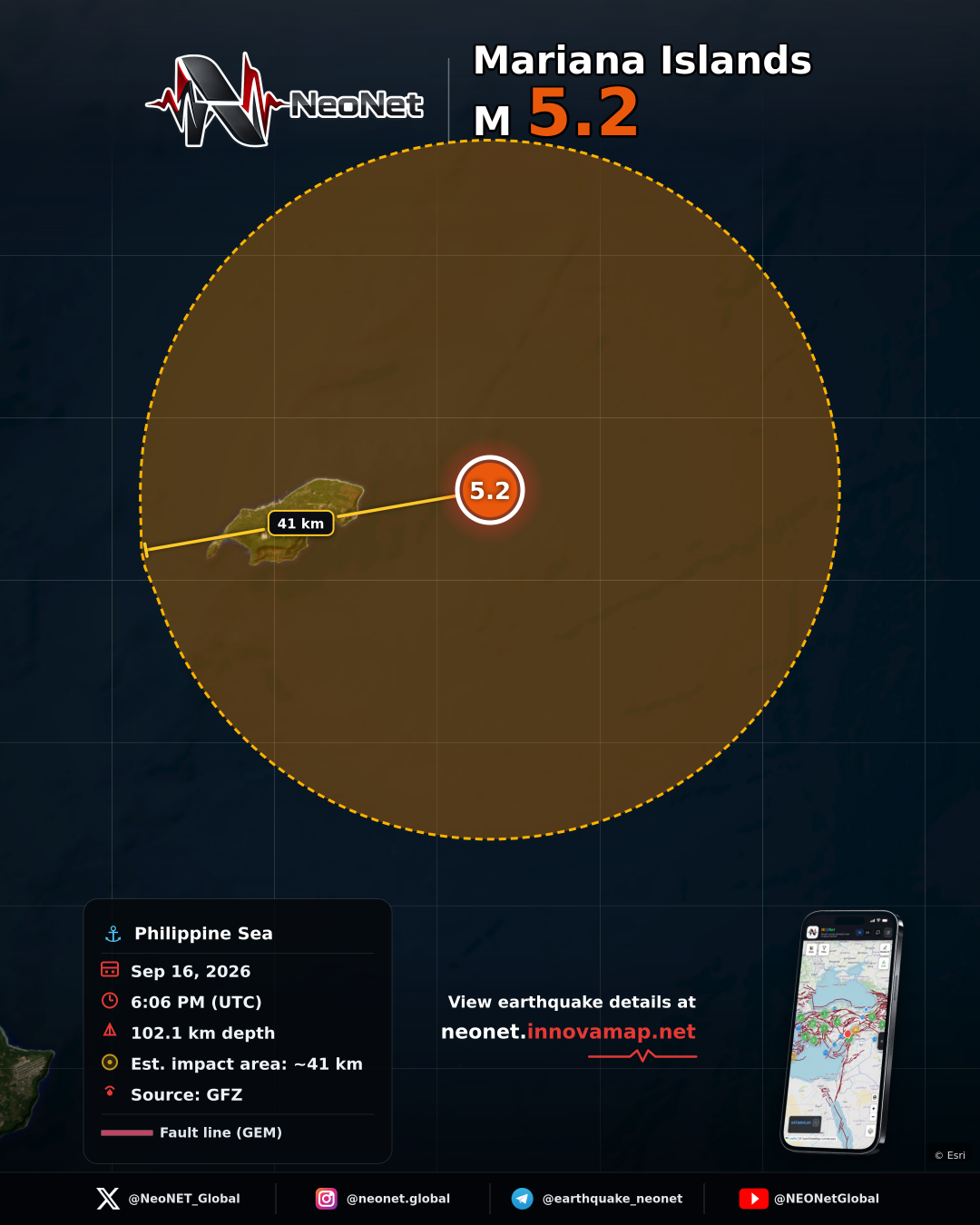 77 km SSW of San Jose Village, Northern Mariana Islands