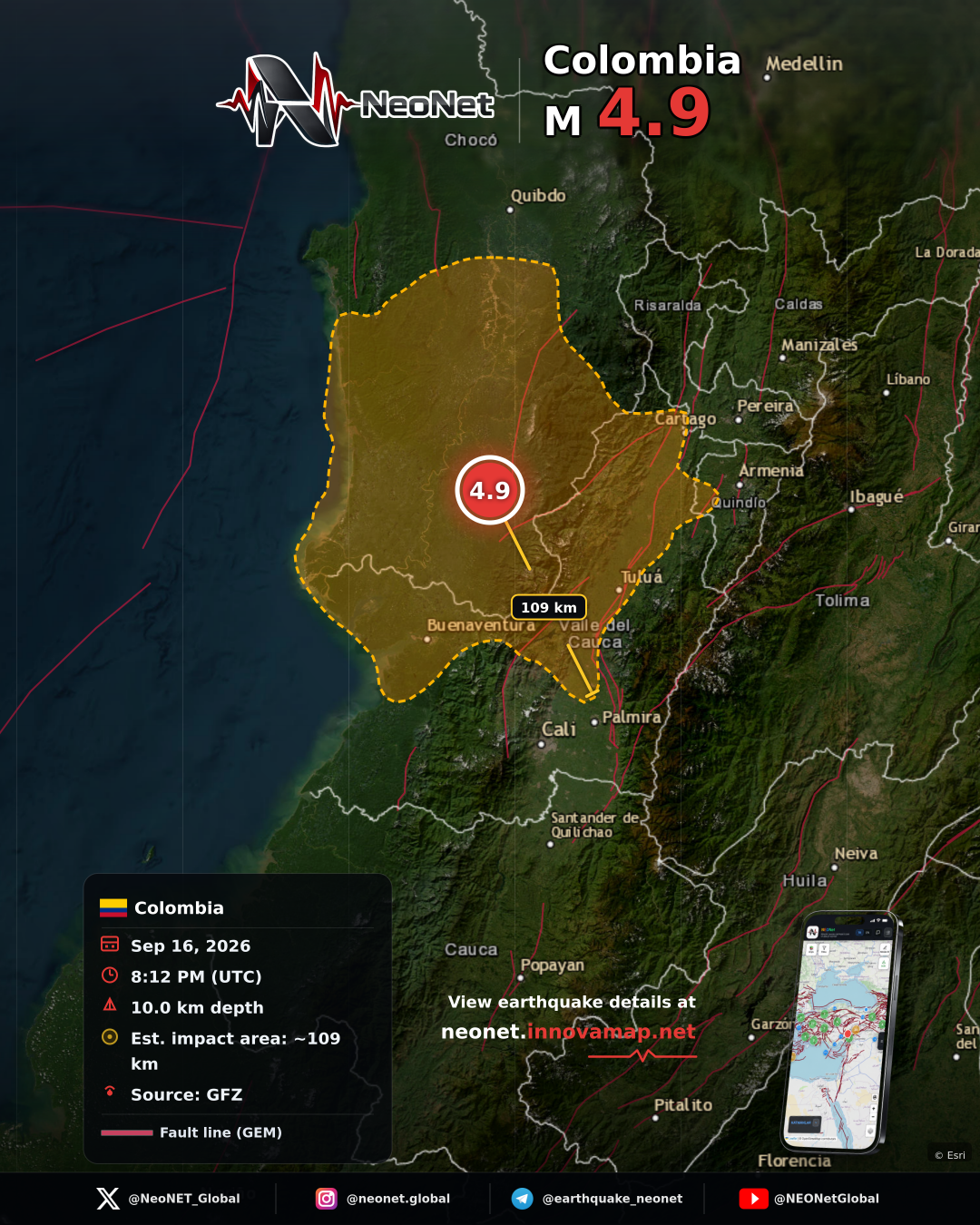 29 km WSW of Sipí, Colombia