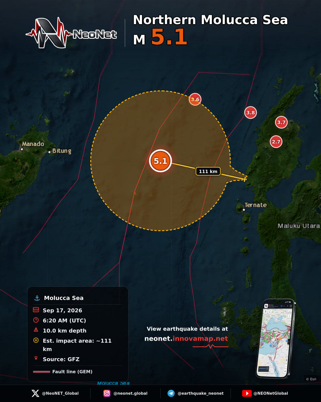 132 km E of Bitung, Indonesia