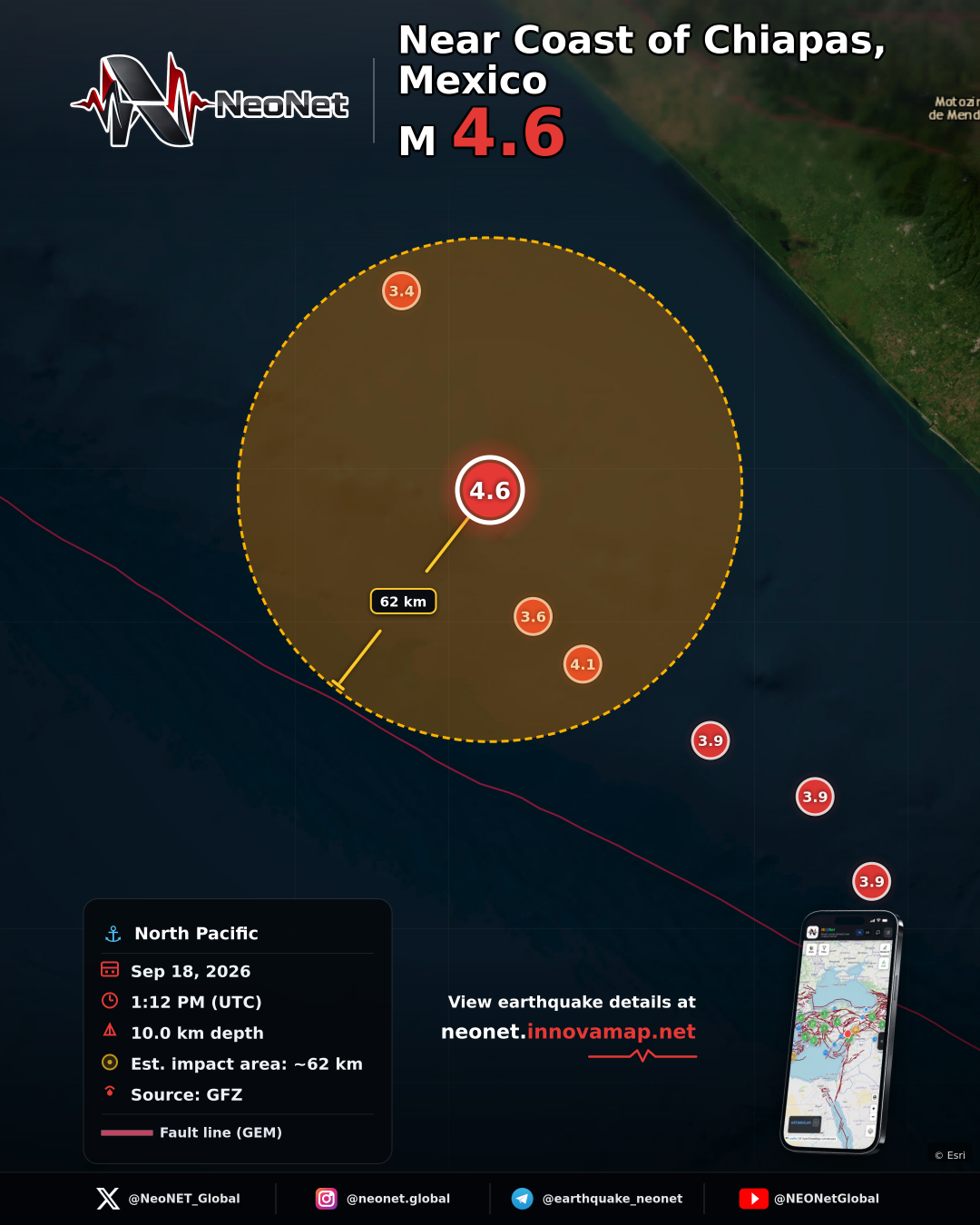 125 km SSW of La Esperanza (El Zapotal), Mexico