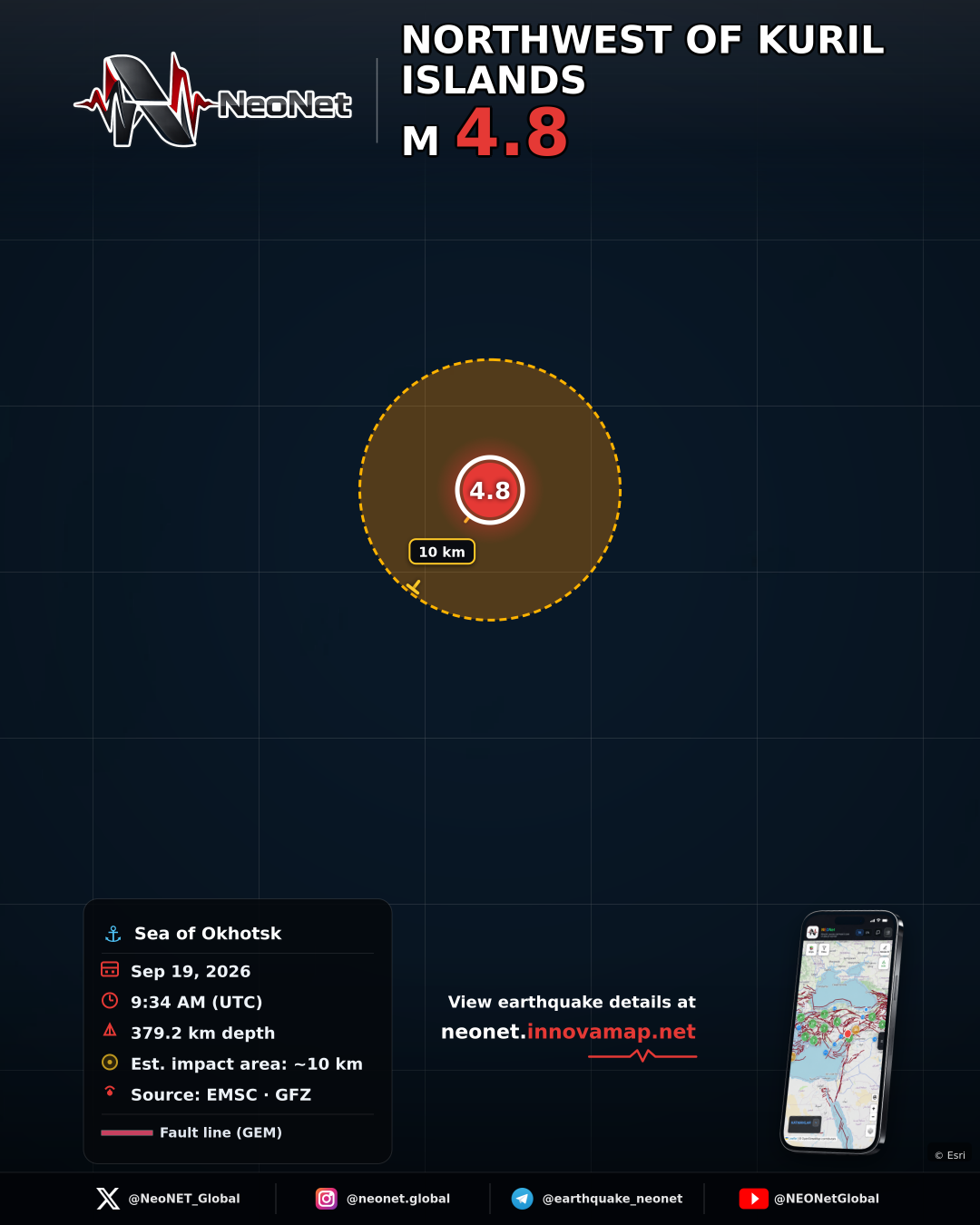 268 km NNW of Kuril’sk, Russia