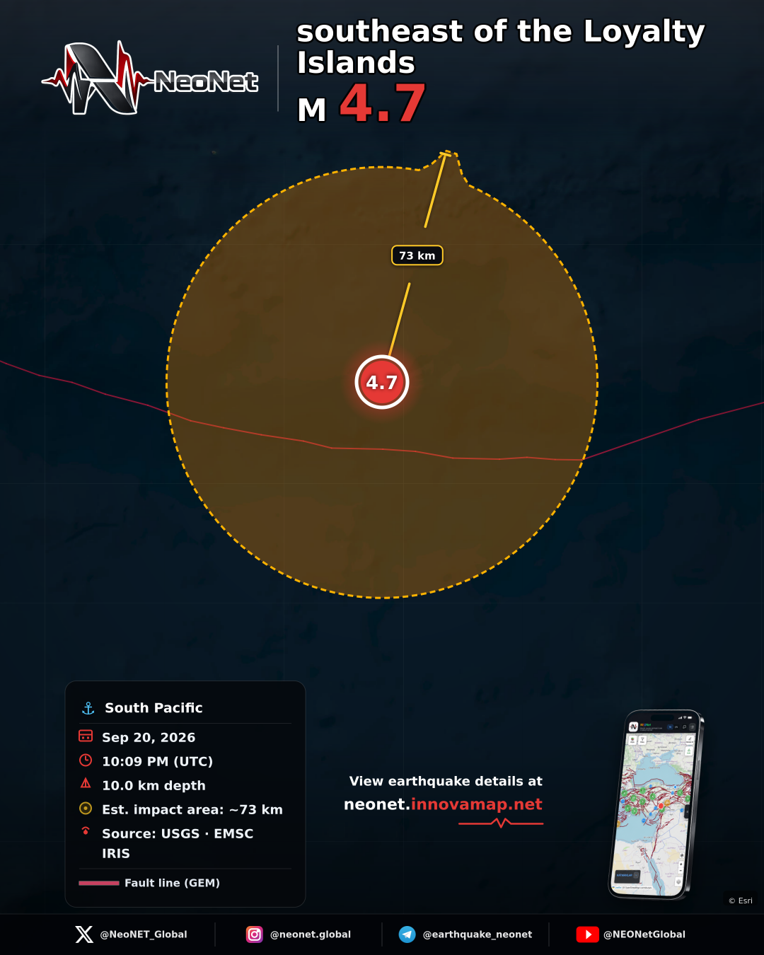 southeast of the Loyalty Islands