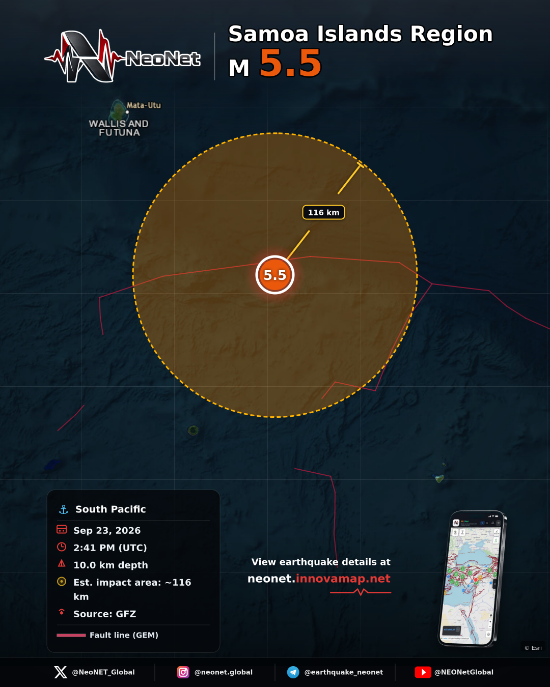 180 km NW of Hihifo, Tonga