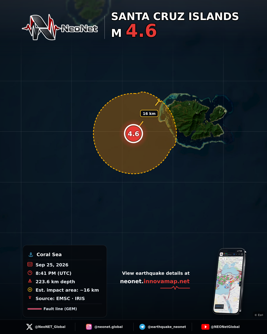 144 km SE of Lata, Solomon Islands