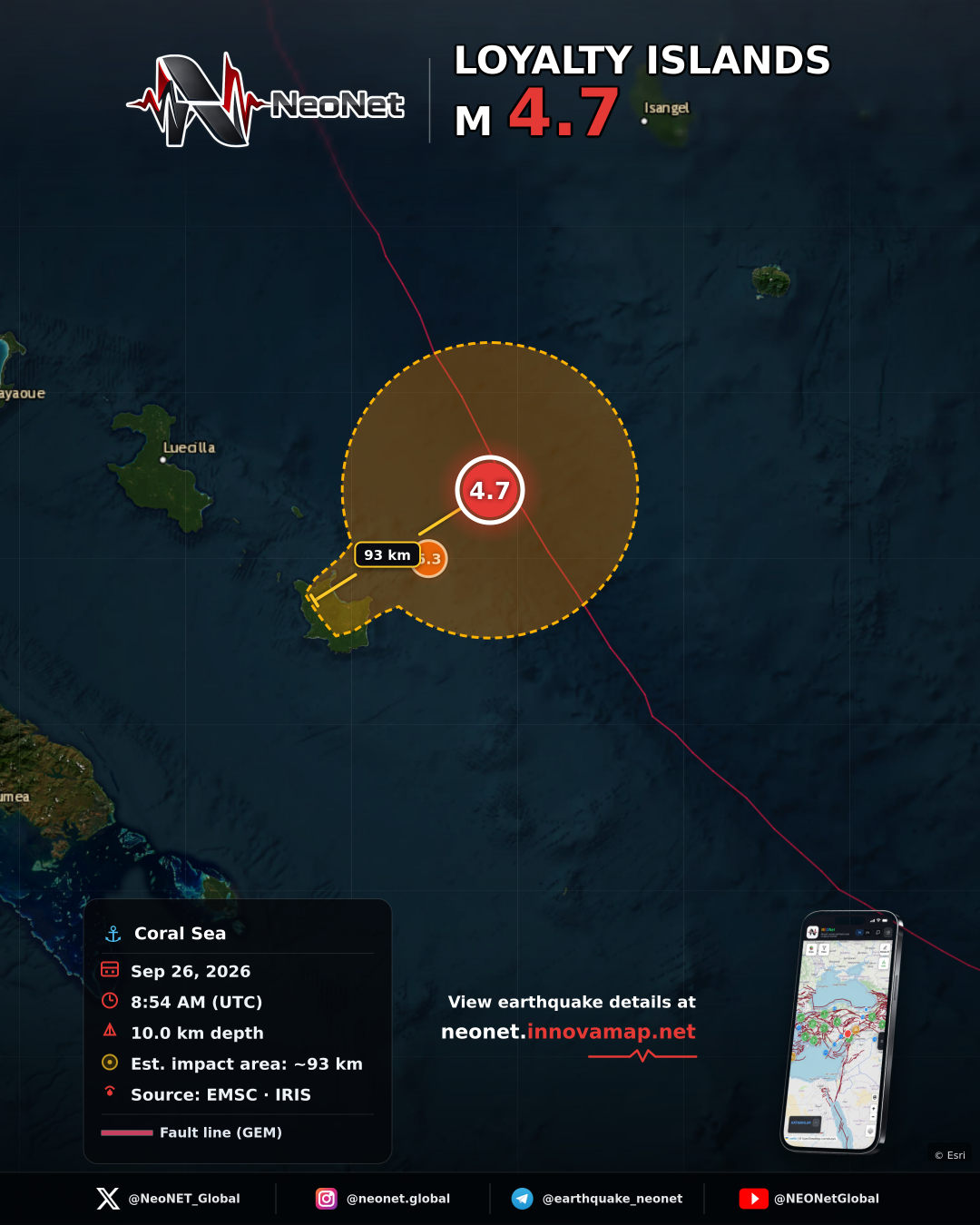 97 km NE of Tadine, New Caledonia