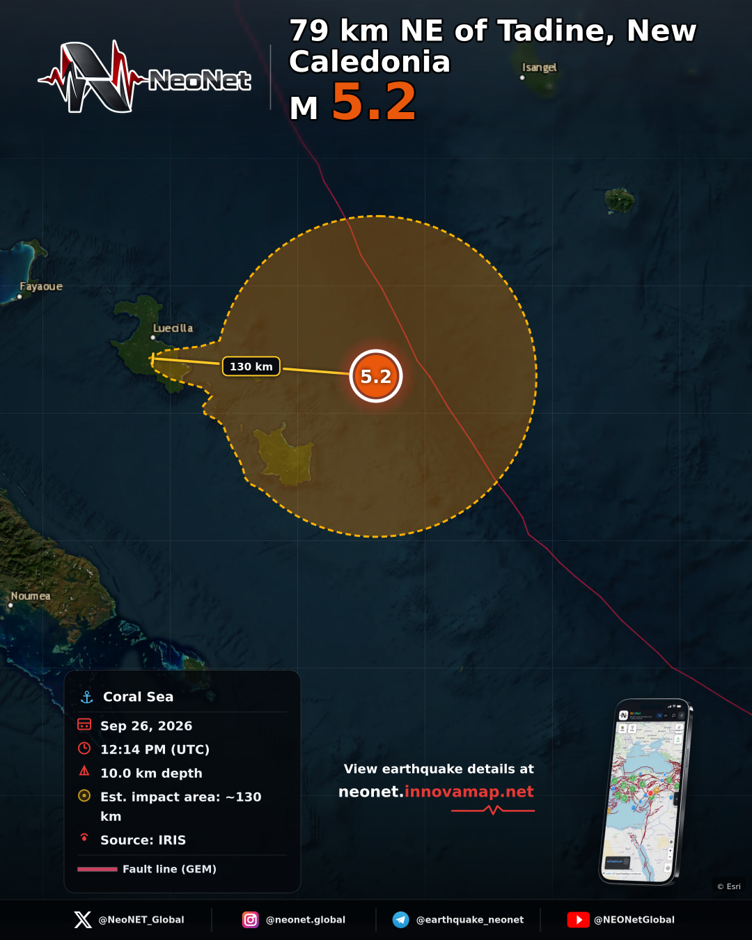 79 km NE of Tadine, New Caledonia