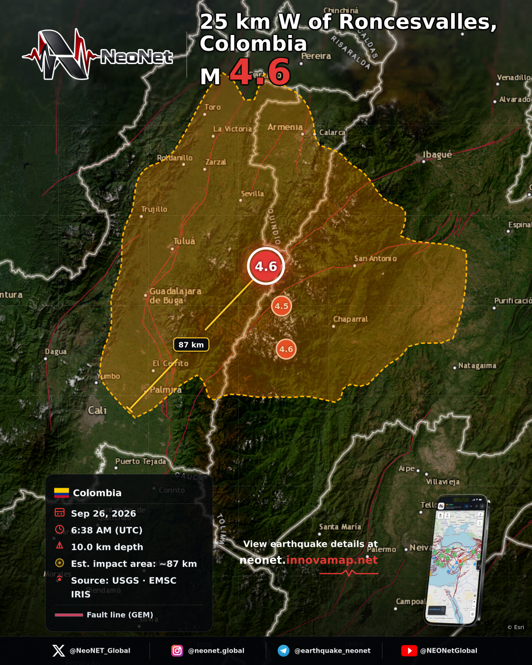 25 km W of Roncesvalles, Colombia