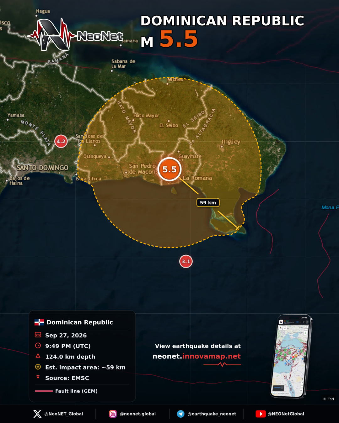 8 km SE of Ramón Santana, Dominican Republic