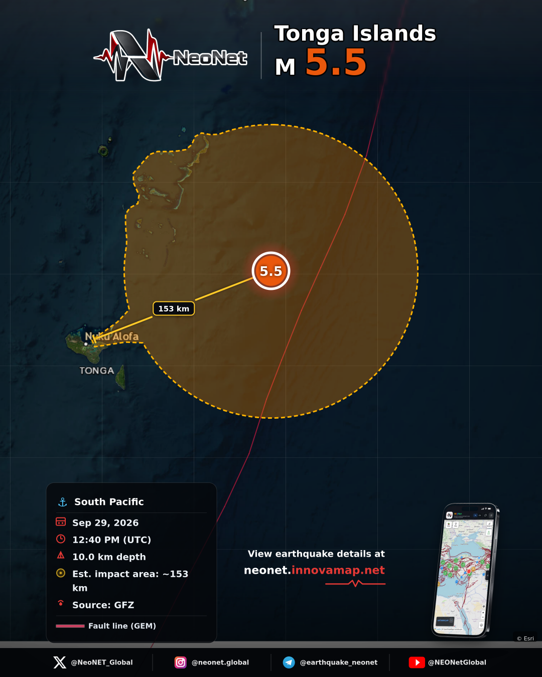 99 km SSE of Pangai, Tonga