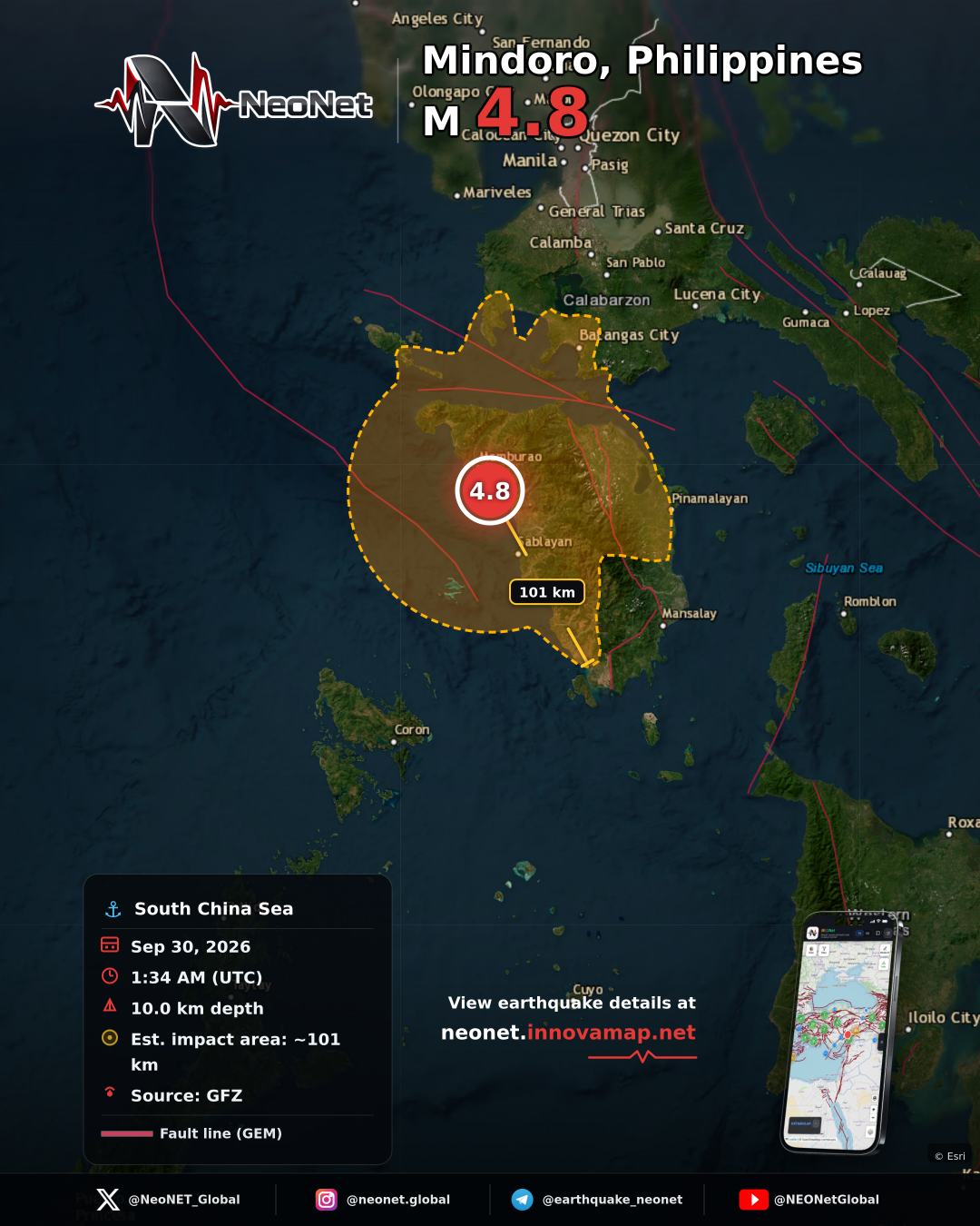 18 km SW of Tayaman, Philippines