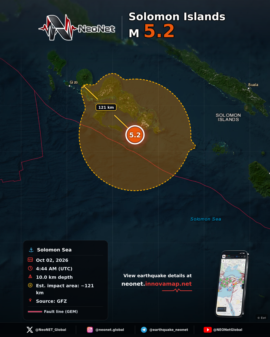 159 km SE of Gizo, Solomon Islands