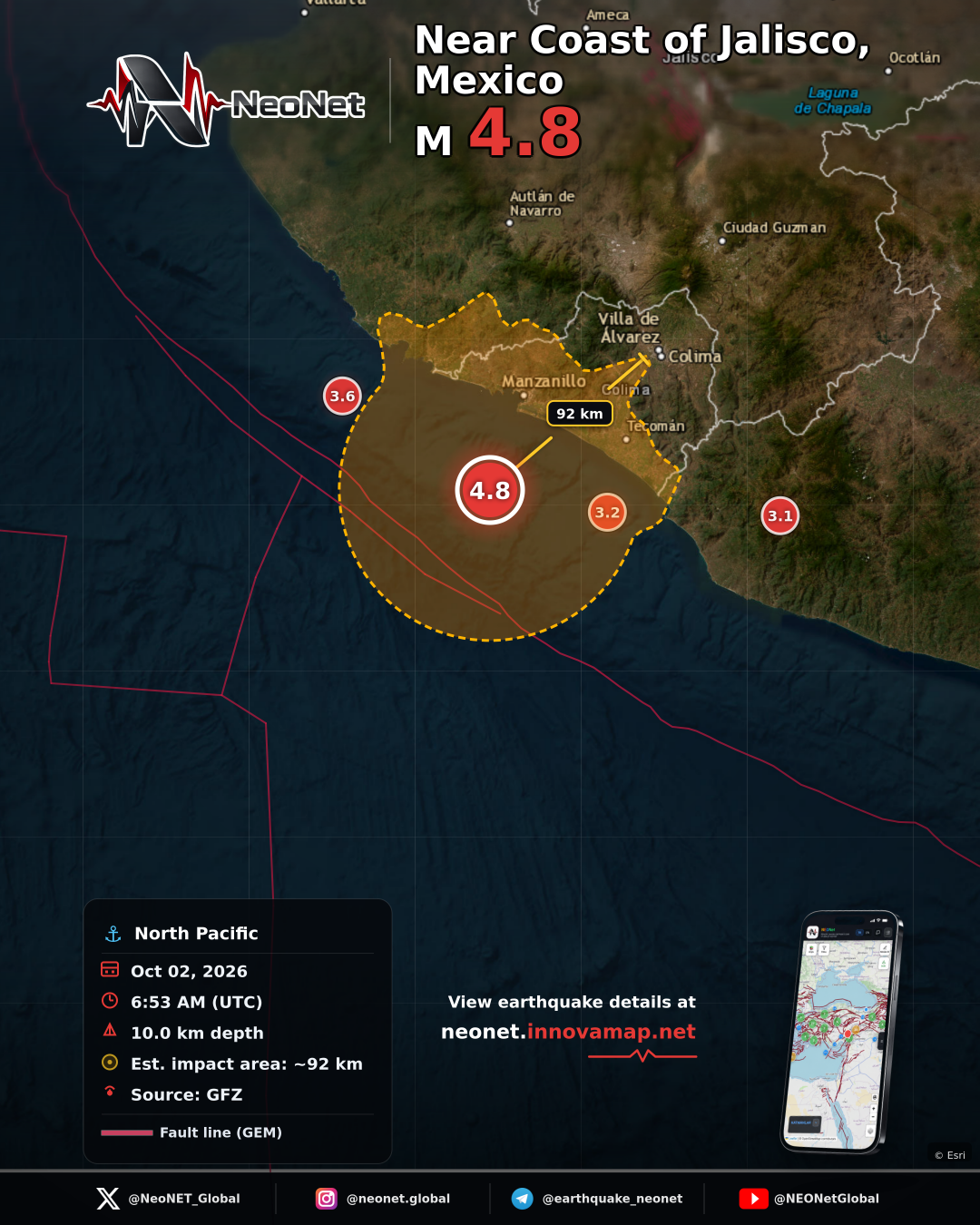 35 km SSW of El Colomo, Mexico