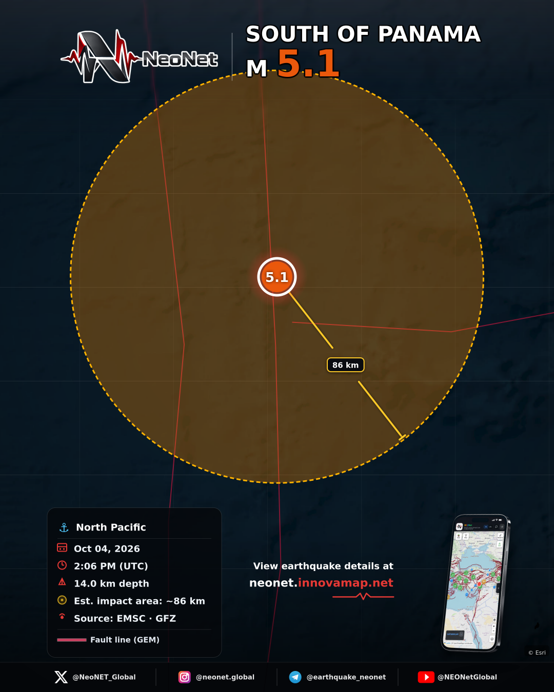 295 km S of Burica, Panama