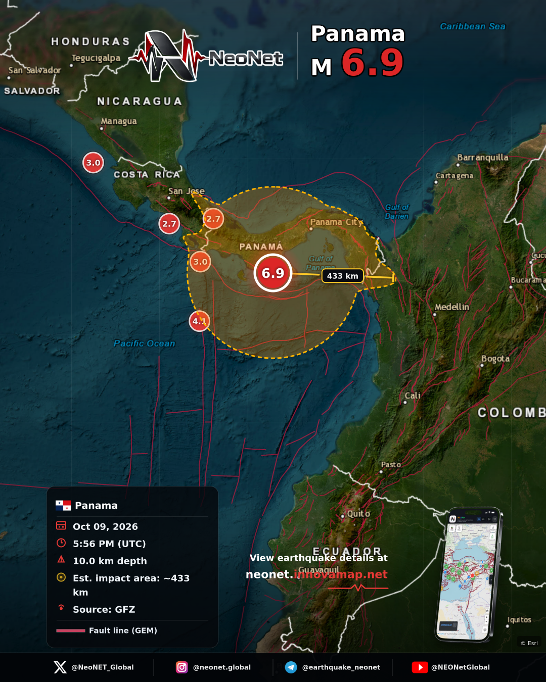 12 km WSW of Pitaloza Arriba, Panama