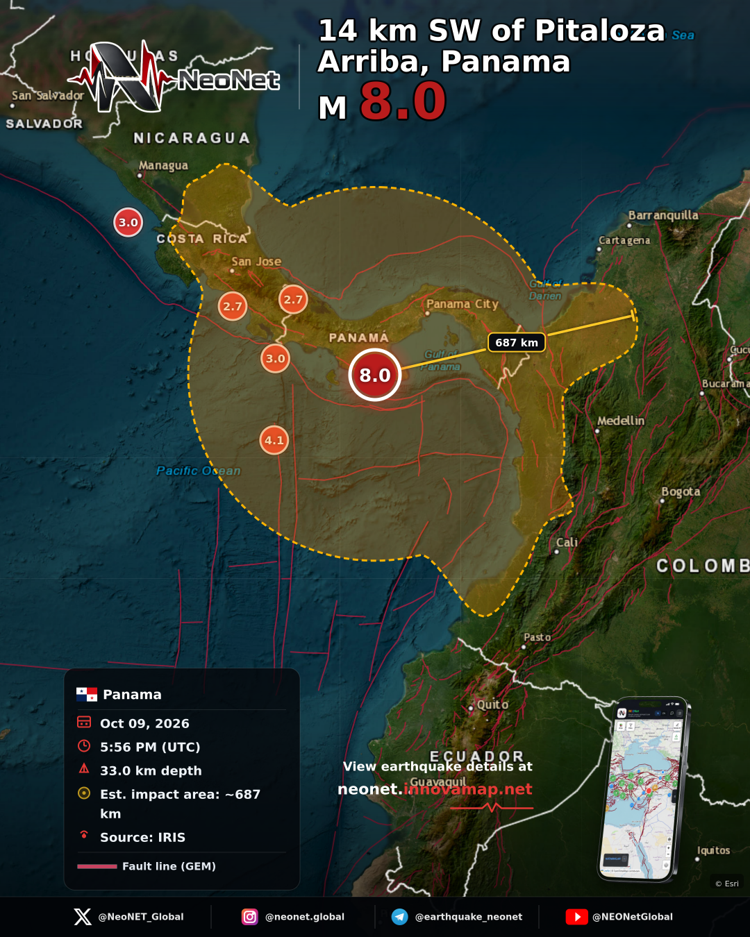 10 km WSW of Pitaloza Arriba, Panama