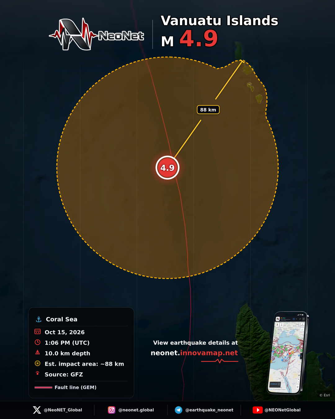 157 km W of Sola, Vanuatu