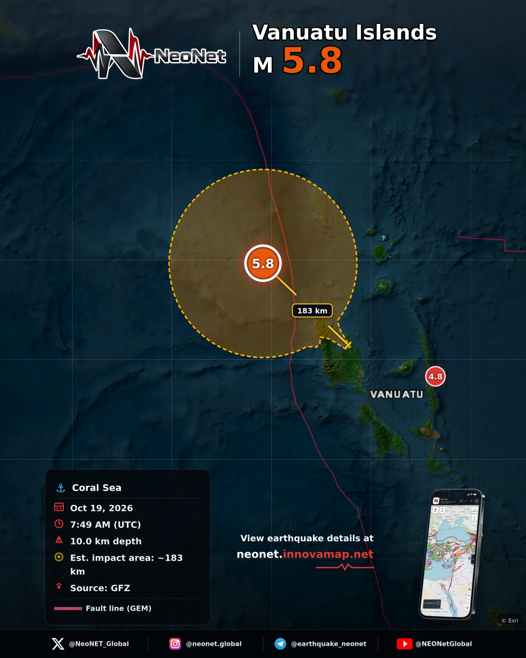 186 km NW of Port-Olry, Vanuatu