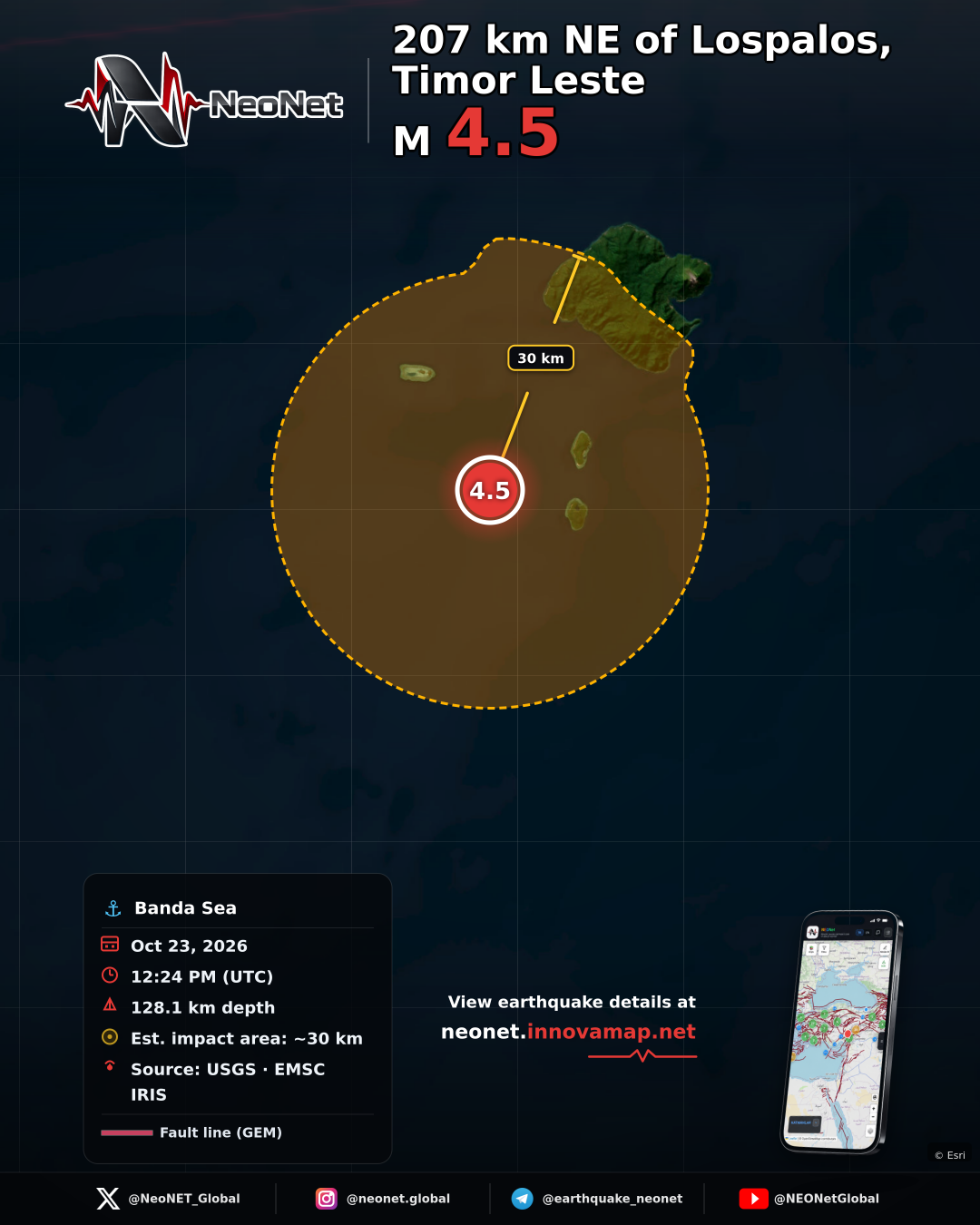 207 km NE of Lospalos, Timor Leste