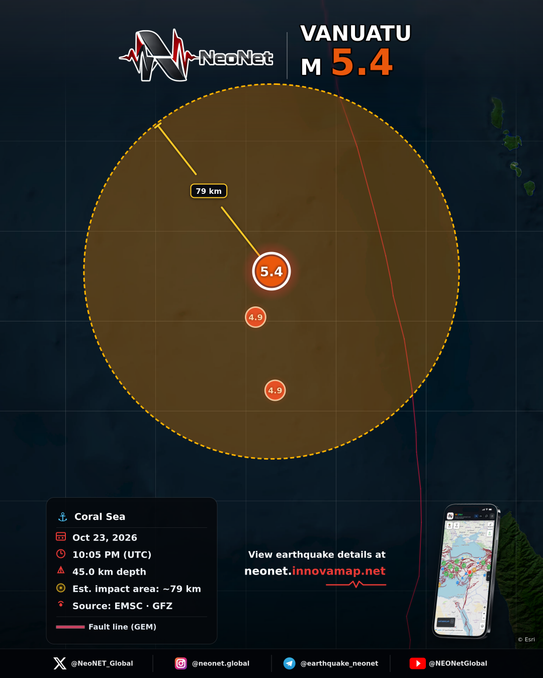 203 km NW of Port-Olry, Vanuatu
