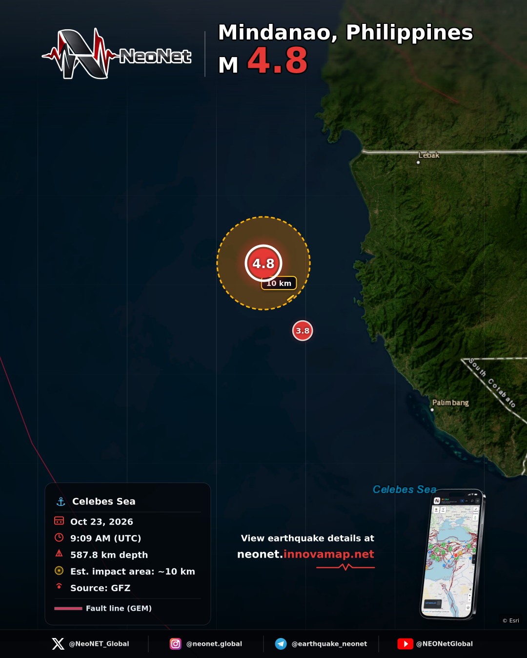 18 km WNW of Bantogon, Philippines