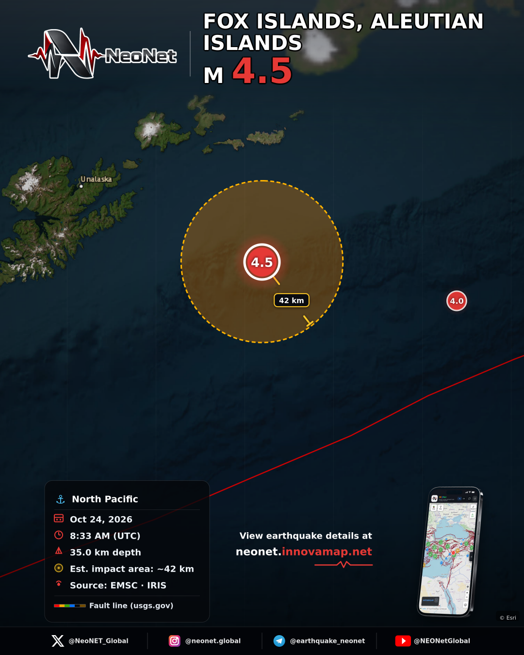 81 km SSE of Akutan, Alaska