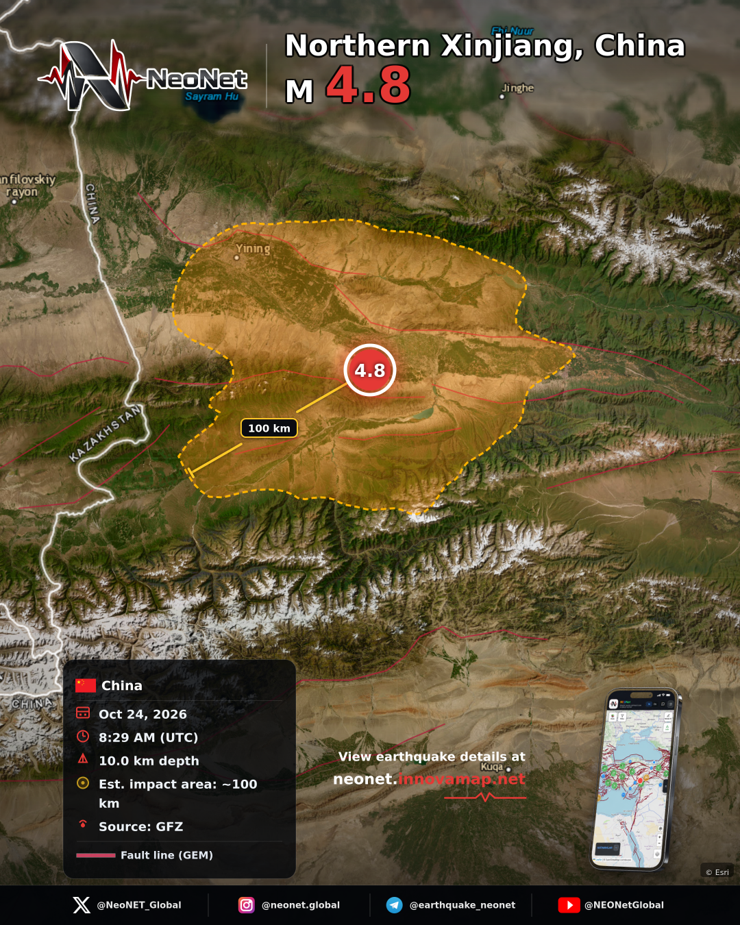 41 km SSE of Kax, China