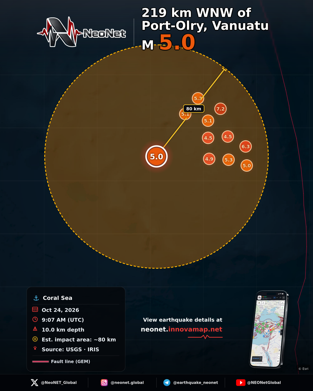 219 km WNW of Port-Olry, Vanuatu
