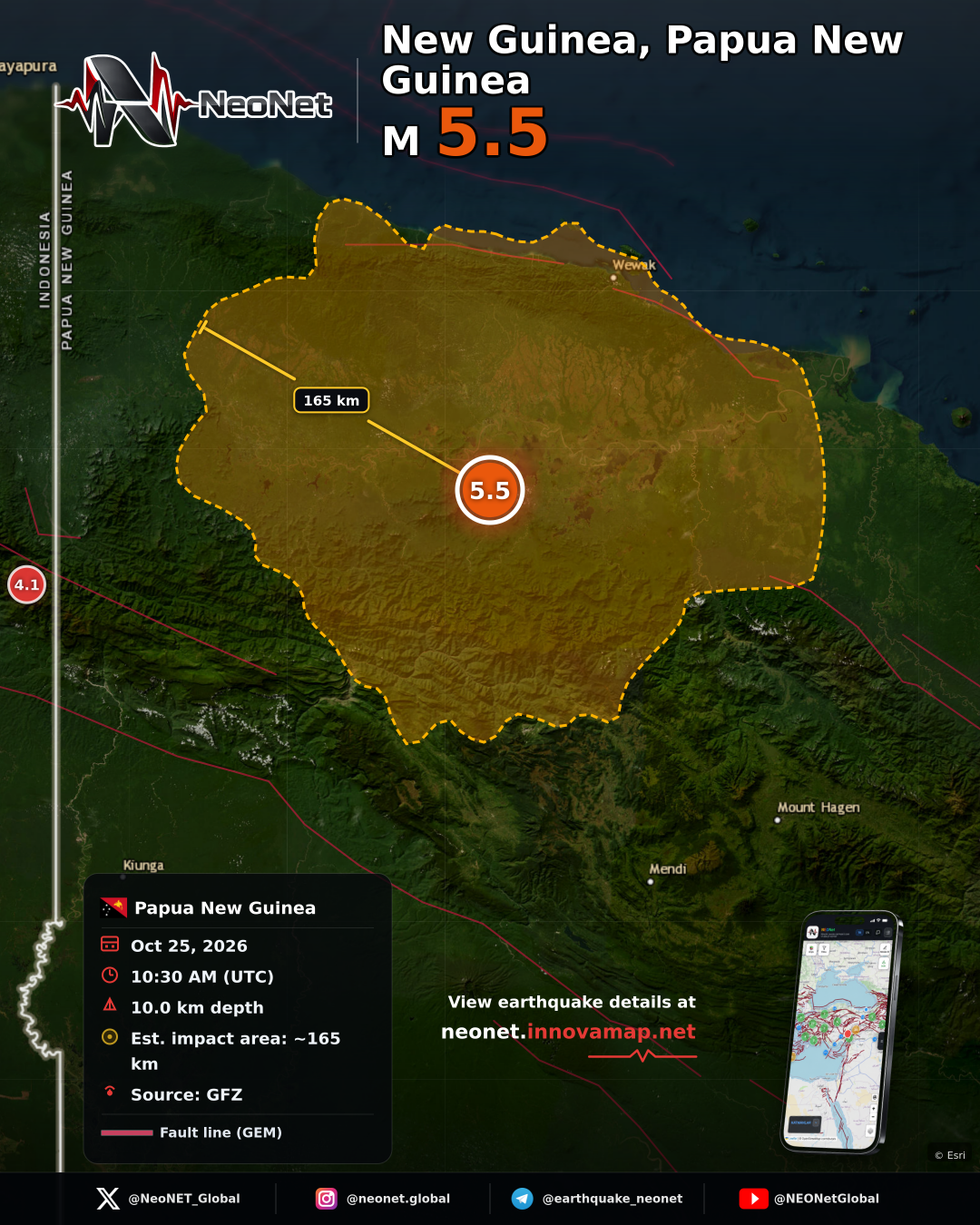 33 km ESE of Ambunti, Papua New Guinea