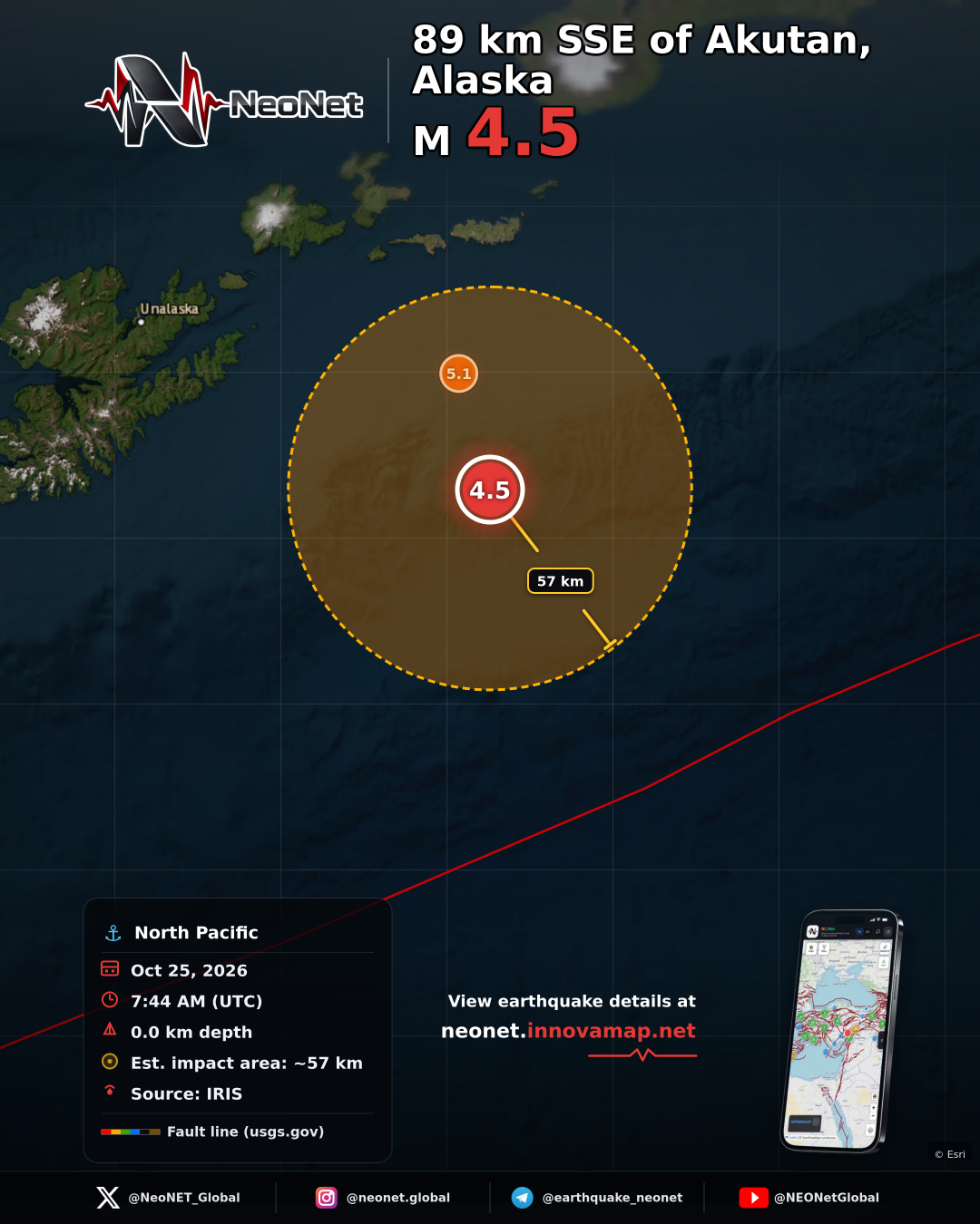 82 km SSE of Akutan, Alaska