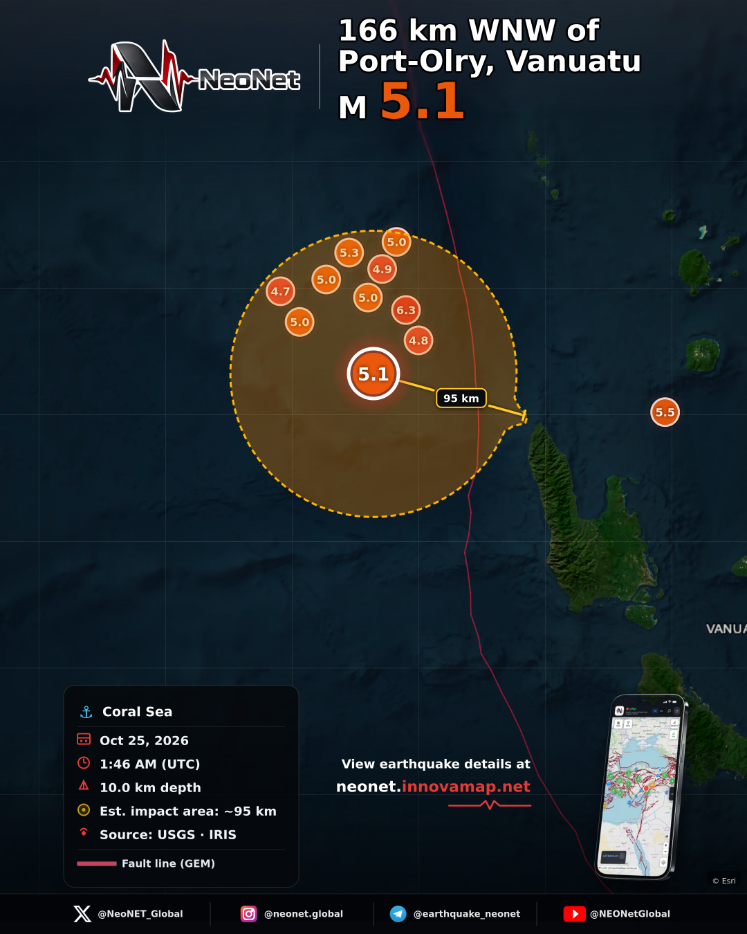 166 km WNW of Port-Olry, Vanuatu