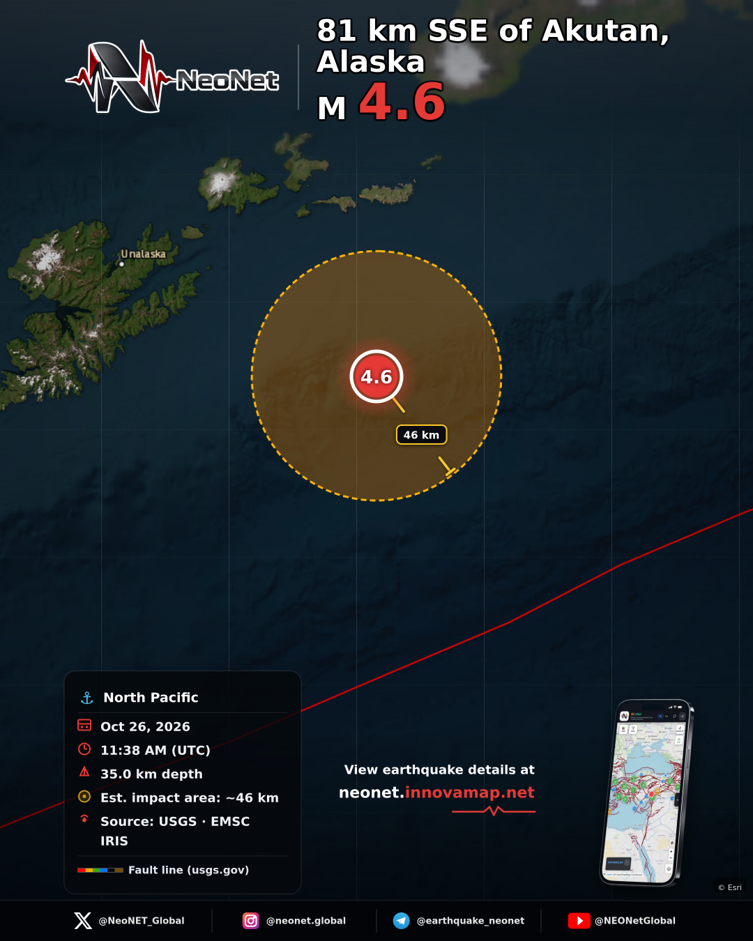 81 km SSE of Akutan, Alaska