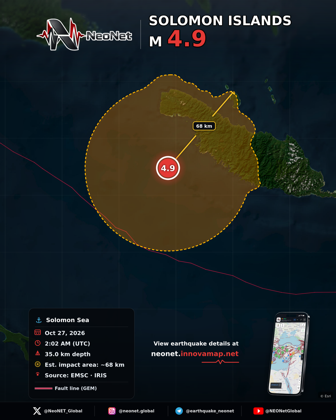 69 km WSW of Kirakira, Solomon Islands