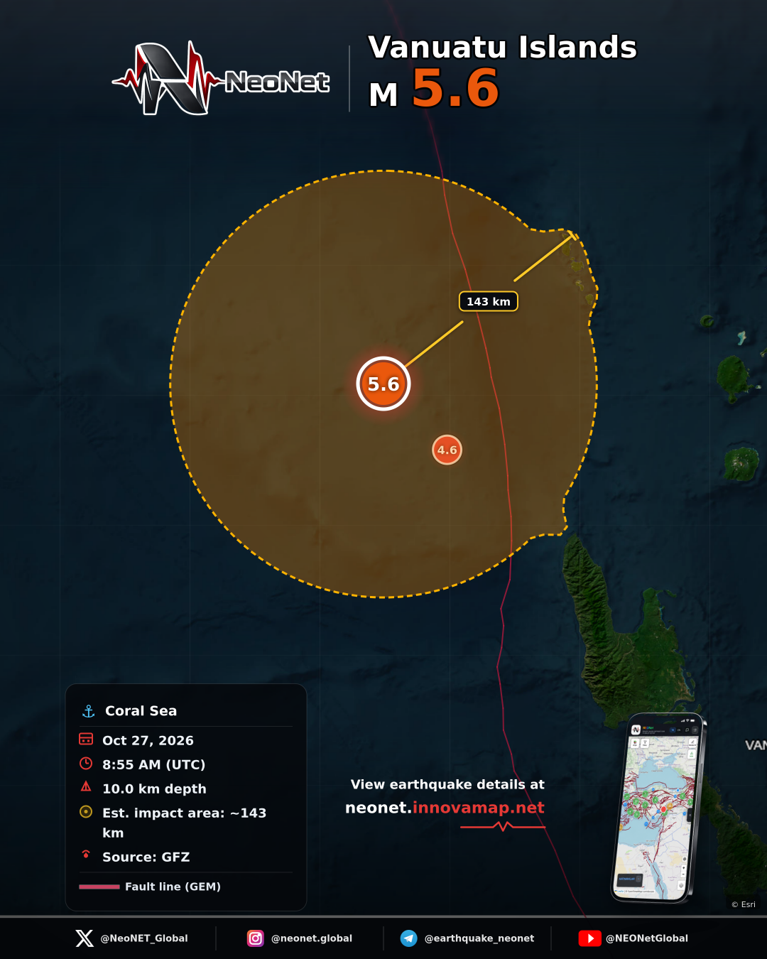 200 km NW of Port-Olry, Vanuatu