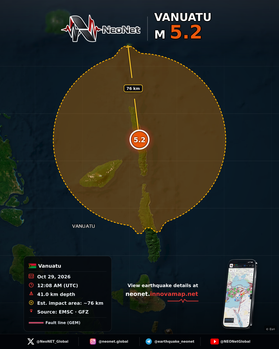109 km ENE of Luganville, Vanuatu